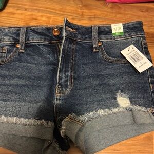 Celebrity Pink Blue Jean Shorts Distressed High-Waisted